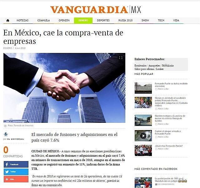En Mxico, cae la compra-venta de empresas